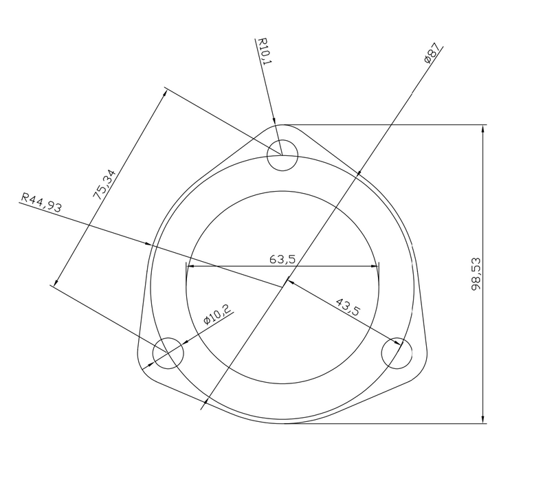 2.500" 3-Bolt Exhaust Flange 304L Stainless | Ace Race Parts