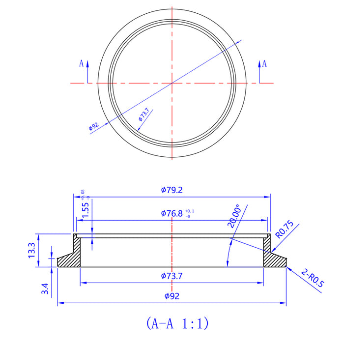 Turbo Outlet Flange - Garrett GT30/GTX30, GT35/GTX35, GT37, GT40/GTX40 Divided Turbine - 304 Stainless- 304 Stainless